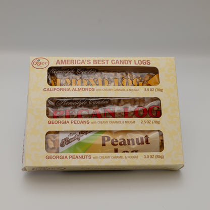Log Variety Pack – 3 Count (1 Almond Log, 1 Pecan Log, 1 Peanut Log)