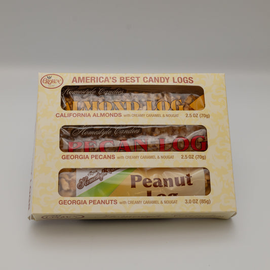 Log Variety Pack – 3 Count (1 Almond Log, 1 Pecan Log, 1 Peanut Log)
